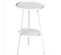 Outsunny Mesa de Jardín Redonda de 2 Niveles con Bandeja Inferior Blanco BLANCO