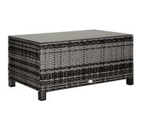 Outsunny Mesa Exterior Terraza de Ratán Sintético Mesa Auxiliar con Vidrio Templado para Terraza Patio Balcón 85x50x39 cm Gris