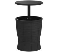 Outsunny Mesa Nevera para Exterior, 41 L, 3 en 1, Cool Bar, Mesa Auxiliar, Altura Ajustable 58-84 cm, con Cubo de Hielo, Tapa Superior Elevable, para Fiesta, Piscina, Jardín, Patio, Negro