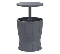 Outsunny Mesa Nevera para Exterior 41 L 3 en 1 Cool Bar Mesa Auxiliar con Altura Ajustable 58-84 cm Cubo de Hielo Tapa Superior Elevable para Fiesta Piscina Jardín Patio Gris