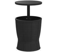 Outsunny Mesa Nevera para Exterior 41 L 3 en 1 Cool Bar Mesa Auxiliar con Altura Ajustable Cubo de Hielo Tapa Elevable Negro