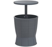 Outsunny Mesa Nevera para Exterior 41 L 3 en 1 Cool Bar Mesa Auxiliar con Altura Ajustable Cubo de Hielo Tapa Elevable Gris