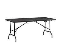 Outsunny Mesa Plegable de Jardín Rectangular Portátil 180x75,5x73 cm Mesa Jardín Exterior de Acero y HDPE con Asa de Transporte para 6 Personas Carga 100 kg Gris Oscuro