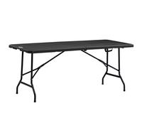 Outsunny Mesa Plegable de Jardín Rectangular Portátil para 6 Personas de Acero y HDPE 180x75,5x73 cm Gris Oscuro
