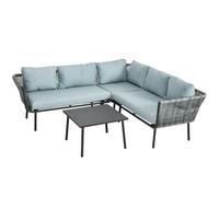 Outsunny Mesas y Sillas de Terraza Muebles de Ratán de Exterior Sofá de Esquina con Cojines y Mesa de Centro para Terraza Patio Gris Aosom España