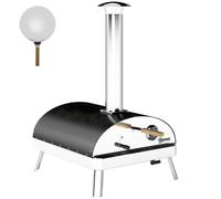 Outsunny Mini Horno de Pizza de Leña con Piedra Refractaria Termómetro y Bandeja Giratoria para Jardín Terraza o Camping