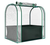 Outsunny mini invernadero con bolsa para plantar, 68x50x70 cm, invernadero pequeño portátil para interior y exterior con puerta enrollable, marco acero, impermeable, para jardín, balcón o patio, verde