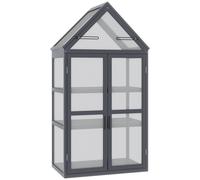 Outsunny Mini Invernadero de 3 Niveles para Plantas con Techo Abatible y Puertas Dobles Resistente a la Intemperie 70,5x42x132 cm Aosom España