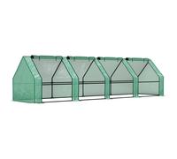 Outsunny Mini Invernadero de Jardín de 4 Puertas Enrollables con Cubierta Alargada, en Acero y PE, 360x90x90 cm, Verde Aosom España