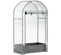 Outsunny Mini invernadero de jardín invernadero de balcón con saco de plantación y cubierta de plástico reforzado, puerta enrollable Aosom España