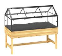 Outsunny Mini invernadero sobre patas dim. 120L x 60l x 103H cm doble techo abatible Paneles de policarbonato, acero, Madera de abeto tratada Aosom España