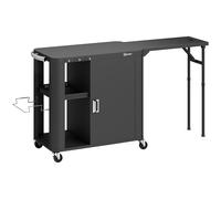 Outsunny Mueble auxiliar jardín carrito de barbacoa con ruedas con mesa lateral plegable armario estantes 166 x 54 x 88 cm negro Aosom España