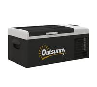 Outsunny Nevera Compresor Portátil 16L Refrigerador de Coche -20℃-10℃ 12 / 24V DC y 100-240V CA con Modos Eco/MAX para Camping Viajes 60x32x26 cm Negro y Gris