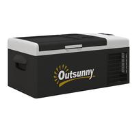 Outsunny Nevera de Coche 16L -20℃-20℃ 12 / 24V DC y 100-240V CA con Modos ECO/MAX para Camping Viajes 60x32x26 cm Negro y Gris Aosom España