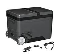 Outsunny Nevera Eléctrica Portátil de 35L con Compresor, Mango Telescópico y Ruedas, 12/24V DC y 110/240V AC Pequeña Nevera, para Coches y Camiones