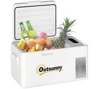Outsunny nevera portátil eléctrica 16,8l refrigerador de coche 12/24/220v con compresor luz led pantalla digital modos eco y max de -20℃ a +20 ℃ puerto usb para hogar camping viajes automóvil