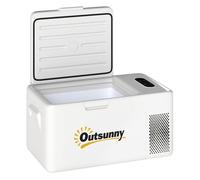 Outsunny nevera portátil eléctrica 16,8l refrigerador de coche 12/24/220v con compresor luz led pantalla digital modos eco y max de -20℃ a +20 ℃ puerto usb para hogar camping viajes automóvil