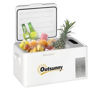 Outsunny nevera portátil eléctrica 16,8l refrigerador de coche 12/24/220v con compresor luz led pantalla digital modos eco y max de -20℃ a +20 ℃ puerto usb para hogar camping viajes automóvil