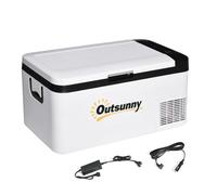 Outsunny Nevera y Congelador Compresor 18L Portátil hasta -20℃ Luz LED y Asas Plegables Refrigerador de Coche 58,5x33,5x29,2 cm Blanco Aosom España