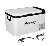 Outsunny Nevera Portatil Pequeña 25L Congelador Portatil con Luz LED Bajo Consumo Energetico para Camping 58,5x33,5x35,2 cm Blanco Aosom España