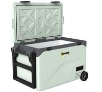 Outsunny Nevera Portátil Eléctrica 42,5L con Compresor Control por App Ruedas Asa Barra -20℃ a 20℃ y Soporte para Móvil Verde
