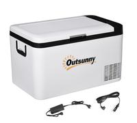 Outsunny Nevera Portatil Pequeña 25L Congelador Portatil con Luz LED Bajo Consumo Energetico para Camping 58,5x33,5x35,2 cm Blanco Aosom España