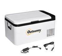 Outsunny Nevera y Congelador Compresor 18L Portátil hasta -20℃ Luz LED y Asas Plegables Refrigerador de Coche 58,5x33,5x29,2 cm Blanco Aosom España