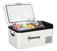 Outsunny Nevera y Congelador Compresor 18L Portátil hasta -20℃ Luz LED y Asas Plegables Refrigerador de Coche 58,5x33,5x29,2 cm Blanco Aosom España