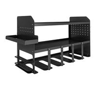Outsunny Organizador de herramientas de jardín 2 niveles Soporte para herramientas con ganchos Bandeja lateral hasta 50 kg 61,8 x 23 x 32,7cm Negro