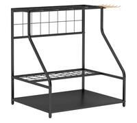 Outsunny organizador de herramientas de jardín, estantería de almacenamiento de 3 niveles para garaje con ganchos, para palas, rastrillos, escobas, soporte de metal 84 cm