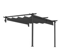 Outsunny Pabellón, 3 x 3 m Pérgola, Techo para terraza resistente al viento, montaje en pared, techo ajustable, para jardín, terraza, Gris oscuro