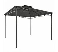 Outsunny Pabellón 3x3m Impermeable Estable Resistente al Invierno Pabellón de Jardín con Marco Superior Retráctil Doble Techo Gris oscuro