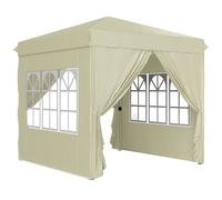 Outsunny Pabellón emergente de 2,5x2,5 m con paredes laterales y bolsa de transporte, cenador ajustable en altura UPF50+, Blanco Crema Aosom España