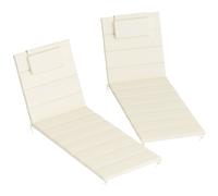 Outsunny Pack 2 Cojines para Tumbonas Plegables 203x66x3 cm con Reposacabezas y Correas de Sujeción Crema