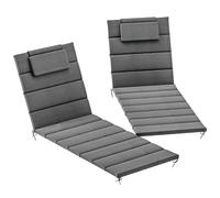 Outsunny Pack 2 Cojines para Tumbonas Plegables 203x66x3 cm con Reposacabezas y Correas de Sujeción Gris Oscuro