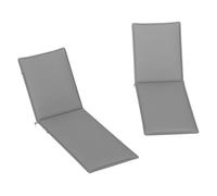 Outsunny Pack 2 Cojines para Tumbonas Plegables Colchonetas para Tumbonas de Jardín Exterior 193x58x6 cm con Correas de Sujeción Protección UV Resistente a Salpicaduras Gris