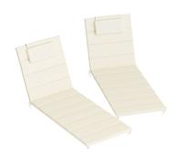 Outsunny pack 2 cojines para tumbonas plegables colchonetas para tumbonas de jardín exterior 203x66x3 cm con reposacabezas y correas de sujeción crema 66 cm
