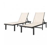 Outsunny Pack de 2 Tumbonas de Jardín Exterior, Tumbonas Reclinables con Ruedas, Respaldo Ajustable de 4 Niveles, Estructura de Aluminio y Tela Textilene, Resistentes, para Playa, Piscina, Beige