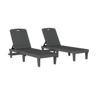 Outsunny Pack de 2 Tumbonas de Jardín Exterior, Tumbonas Reclinables de Plástico PP con Bandeja Lateral, Respaldo Ajustable de 5 Niveles, Resistentes a la Intemperie, para Playa, Piscina, Gris
