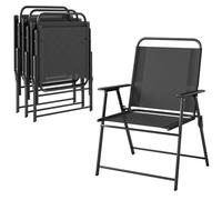 Outsunny Pack de 4 Sillas de Camping Plegables, Acero, 65x60x94 cm, Negro | Sillas de Jardín Exterior, Respaldo Alto, Asiento Ancho, Reposabrazos, Tela Textilene Transpirable, para Terraza