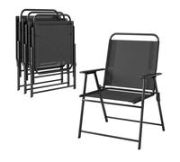Outsunny Pack de 4 Sillas de Camping Plegables, Acero, 65x60x94 cm, Negro | Sillas de Jardín Exterior, Respaldo Alto, Asiento Ancho, Reposabrazos, Tela Textilene Transpirable, para Terraza