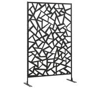 Outsunny Panel brise-vue balcón decorativo exterior con motivo geométrico troquelado de acero 122x45x198 cm Negro Aosom España