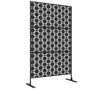 Outsunny Panel decorativo de protección visual y separador de exterior con diseño geométrico calado en metal - 122x45x198 cm, Negro Aosom España