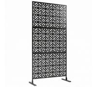 Outsunny Panel divisor de privacidad decorativo exterior Claustra decorativo jardín 3 paneles con motivo geométrico Acero 92x40x192cm Negro Aosom España