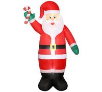 Outsunny Papá Noel Hinchable 240 cm con Bastón Luces LED e Inflador Decoración Navideña para Exterior Interior Multicolor