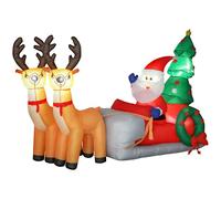 Outsunny Papá Noel Hinchable con Trineo, Renos y Árbol, Inflables de Navidad con Luces LED, Decoración de Navidad para Exterior e Interior, 216x90x150 cm