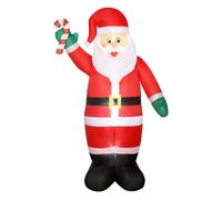 Outsunny Papá Noel Inflable 240 cm, Papá Noel Hinchable con Bastón, Luces LED e Inflador Eléctrico, Decoración Navideña para Exteriores Interiores, Multicolor