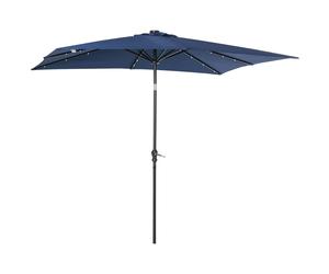 Outsunny Parasol de jardín Parasol recto 3x2 m luminoso rectangular inclinable con parasol LED solar acero poliéster de alta densidad Aosom España
