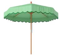 Outsunny Parasol de jardín redondo con volante retro chic efecto madera protección solar UV 230 cm verde claro