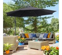 Outsunny Sombrilla de Jardín Ø295x250 cm Parasol Excéntrico Inclinable con Manivela Base Cruzada y Soporte de Metal 8 Varillas para Terraza Exterior Balcón Negro